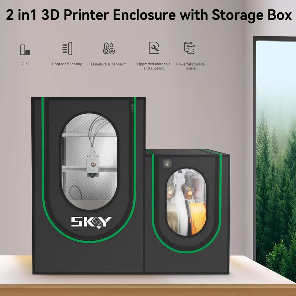 3D Printer Enclosure and Storage Box,Thermo-Hygrometer, LED Light, Fireproof Dustproof Tent Constant Temperature Protective Cover for Bambu Lab A1Series,Ender3 Series, Ender3 Neo 820 * 600 * 720mm Skouphy