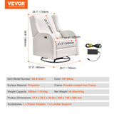 VEVOR Electronic Power Recliner and Swivel Glider, 250 lbs Weight Capacity Swivel Glider Recliner Chair with USB Port, Polyester Surface Swivel Rocker Recliner for Living Room, Bedroom, Off White VEVOR