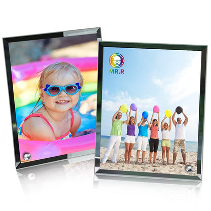 MR.R 2 piece 8'' Sublimation Blanks Glossy Glass Photo Frame,No Edge,Single Hole Picture Frame for Heat Transfer Printing,7x9 inch