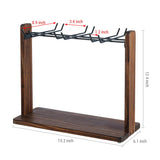 MyGift Modern Burnt Brown Solid Wood and Matte Black Metal Wire Tabletop Wine Glass Holder, Countertop Drying Rack for Drinking Glasses, Goblets, Flut MyGift