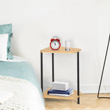 Small Side Table Set of 2, 2 Tier Bamboo End Table Corner Table Wedge Snack Table with Rounded Corner for Small Space, Living Room, Natural Bamboo Nandae