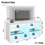 Bestier LED Tall Entertainment Center, 55 inch TV Stand for 55/60/65 inch TV, TV Console with Storage for PS5, Media TV Cabinet with Adjustable Shelf for Living Room, White Marble Bestier