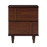 Walker Edison Sprague Contemporary Detailed Drawer Solid Wood Nightstand, 20 Inch, Walnut Walker Edison