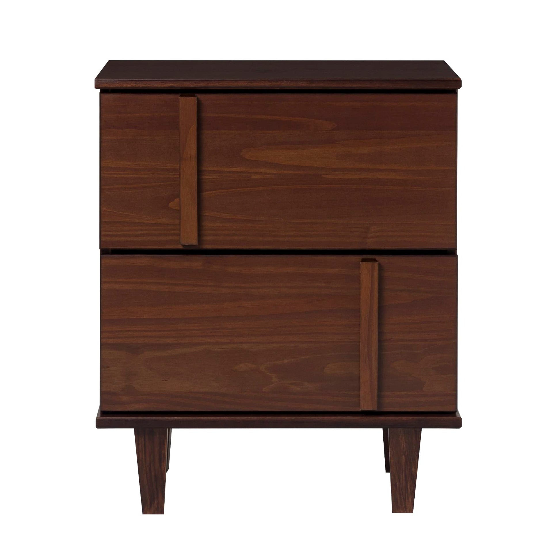 Walker Edison Sprague Contemporary Detailed Drawer Solid Wood Nightstand, 20 Inch, Walnut - WoodArtSupply