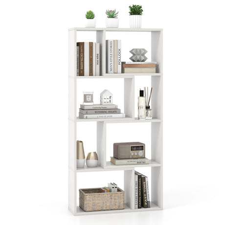 IFANNY Bookshelf, 48’’ Tall Bookcase with 8 Cubes, Small Bookshelf with Storage, Geometric Display Shelf, Wooden Bookshelves & Bookcases, Book Shelves for Bedroom, Living Room, Study (White) IFANNY