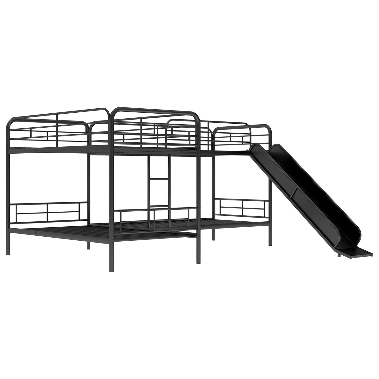 Merax Twin Size L-Shaped Bunk Bed with Slide and Ladder, Black Merax