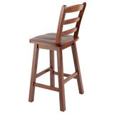 Winsome Scalera Ladder Back Swivel Counter Stool, 24 in, Walnut Finish, Solid Wood Winsome