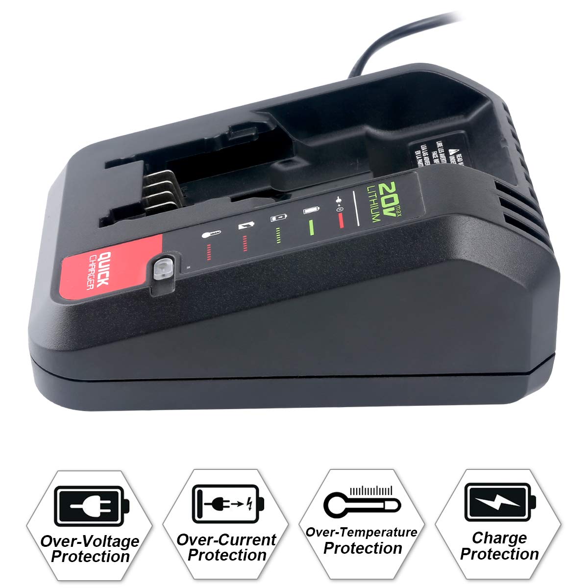 Elefly 20V Battery Charger PCC692L Compatible with Porter Cable 20V Lithium Battery PCC680L PCC685LP and Compatible with Black Decker 20V Battery LBXR20 LB2X4020 - WoodArtSupply