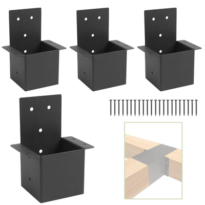 4 Pcs Pergola Brackets，4“x 4"(Actual 3.6 "x 3.6")Post Top Rafter Brackets,Gazebo Brackets Wall Mount Bracket Kit for Wood Posts Pergola Post Connector Or Deck Railing