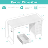 Lufeiya White Computer Desk with Fabric Drawers, 47 Inch Study Work Writing Desk for Home Office Bedroom, Simple Modern Cute PC Desks with Drawer, White Lufeiya