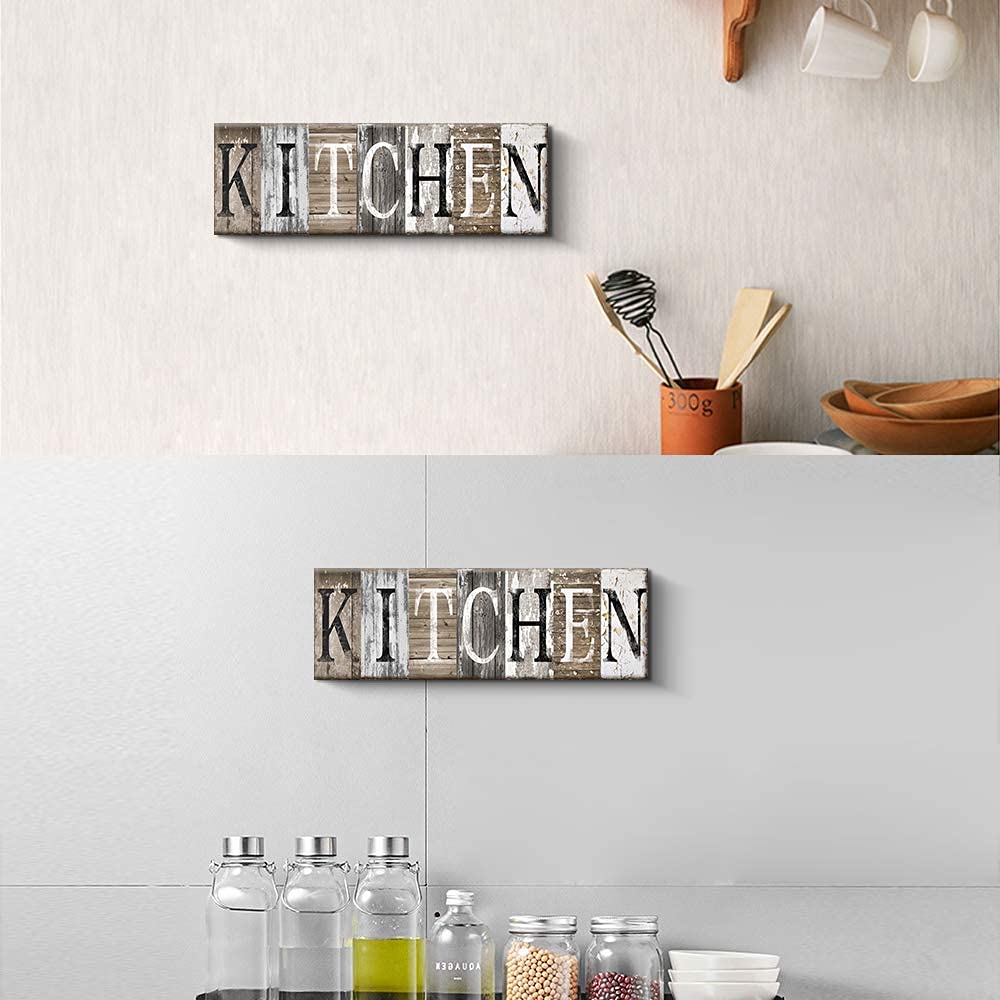 Pinetree Art Rustic Farmhouse Kitchen Wall Decor Canvas Prints Kitchen Signs Wall Decor (With Solid Wood Inner Frame) Pinetree Art