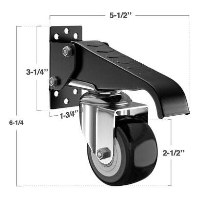 Workbench Stepdown Caster, 600 Lbs Casters Wheels Set of 4 Heavy Duty Steel, 2.5" All Steel Construction Urethane Wheel with Screws & Screwdriver