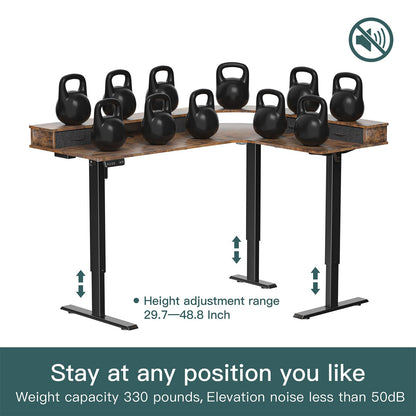 REGISDESK L Shape Standing Desk, 67 * 48 Inches Adjustable Height Standing Desk with 4 Drawers, Corner Electric Standing Desk with Monitor Stand for