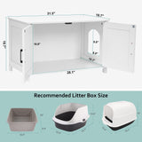 Homhedy Cat Litter Box Enclosure,Litter Box Furniture Hidden with Barn Door,Wooden Cat Washroom Furniture,Cat House,Fit Most of Litter Box,White Homhedy