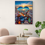 MIRCVSH Love Stone Paint by Numbers for Adults with Framed Canvas-with Wooden Easel,Paint by Number on Canvas,DIY Acrylic Oil Painting Kits with Brushes Nice Gift Box for Home Wall Decor(12x16 Inch) MIRCVSH