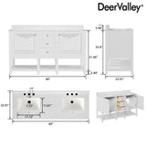 Deer Valley DV-1BV0157W 60'' Bathroom Vanity with Double Sink Top, Pre-Assembled Modern Wood Bathroom Cabinet Sink Combo with Backsplash Deer Valley