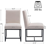 HNY Century Modern Dining Chairs Set of 6, Linen Fabric Kitchen & Dining Room Chair, Upholstered Dining Chair Side Chair with Black Finish Metal Frame, Cream 6 PC HNY
