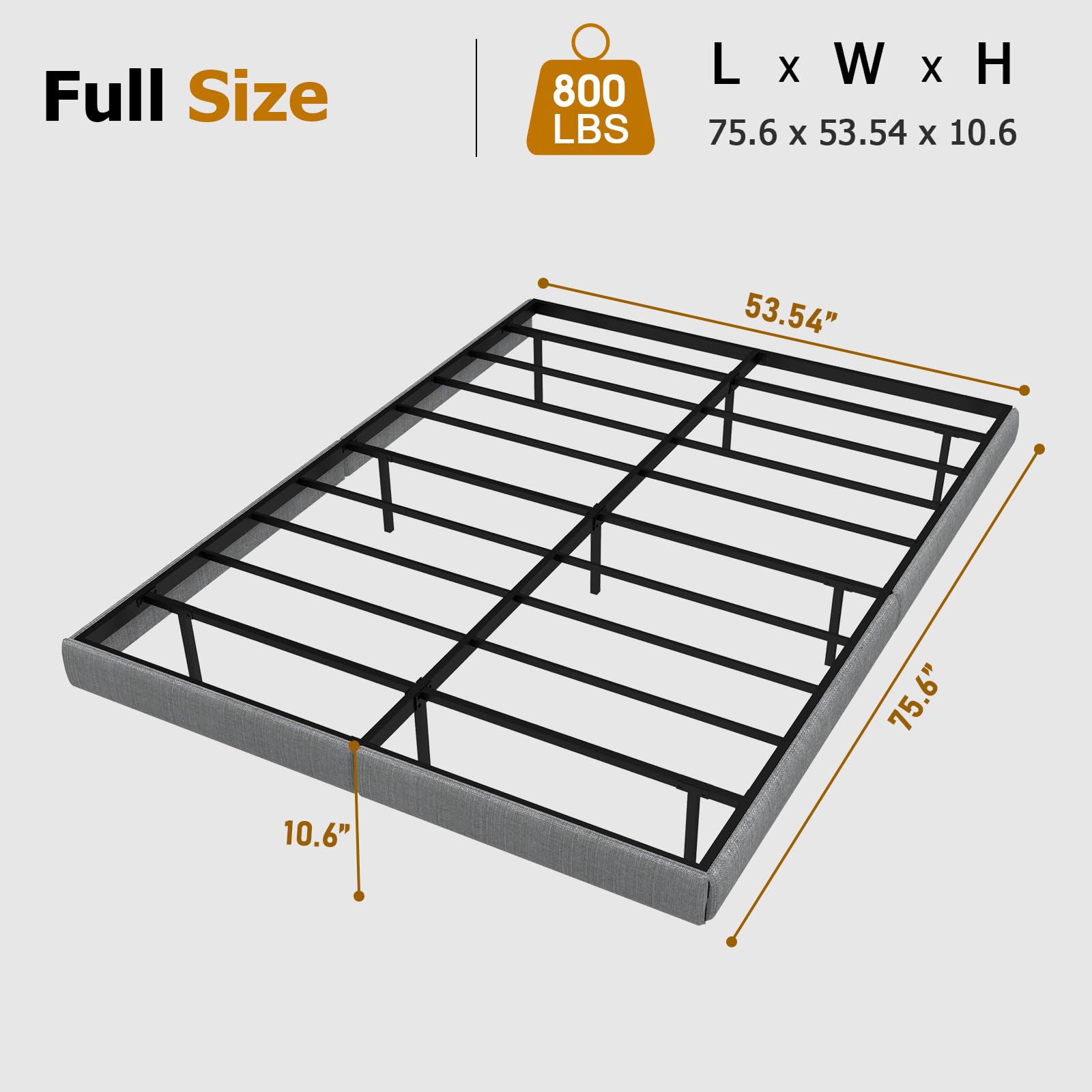 Floating Full Size Bed Frame with LED Lights, Remote Control RGB, and Under Bed Storage by RVONOW - WoodArtSupply