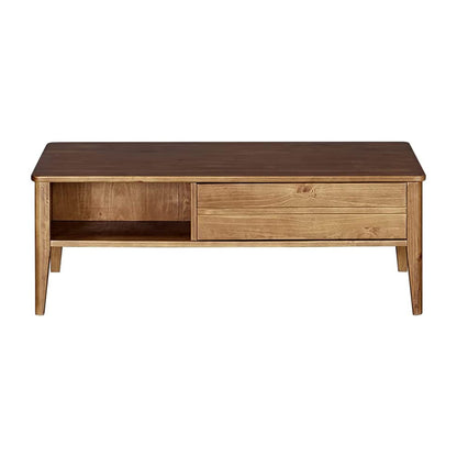 MUSEHOMEINC California Mid-Century Solid Wood Rectangle Coffee Table with Storage Drawer for Living Room/Cocktail Height Design, Honey Brown Finish - WoodArtSupply