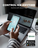 Nugget Ice Maker Countertop - Silonn Smart Pebble Ice Machine, Pellet Ice 44 lbs per Day, Crushed Ice from Timer Function and Status Alerts with Silonn App, Stainless Steel Silonn