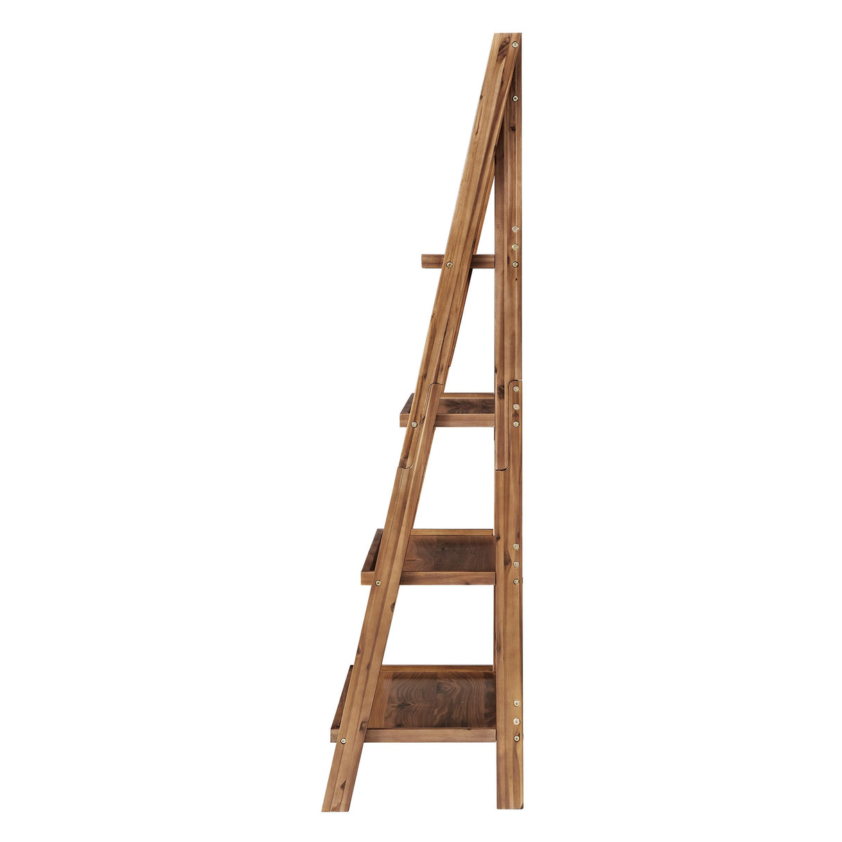 4-Tier Ladder Bookshelf - Freestanding Bookcase with Bar Back Frame - Shelves for Living Room, Kitchen, Bedroom, and Office by Lavish Home (Walnut) Lavish Home