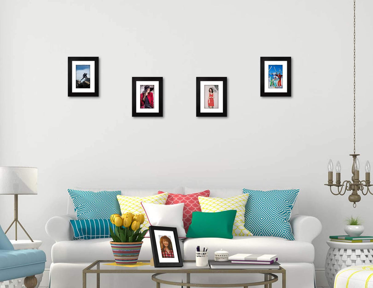 Picture Frames 5x7 Black 2 Pack Nature Solid Wood for Wall Mounting and Tabletop Display WUTL