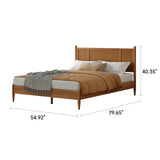 MUSEHOMEINC Wooden Full Size Bed Frame with Natural Rattan Headboard Bohemian Mid Century Modern Style Solid Wood Slat Support Full Platform Bed No Box Spring Needed - Easy Assembly (Full) MUSEHOMEINC