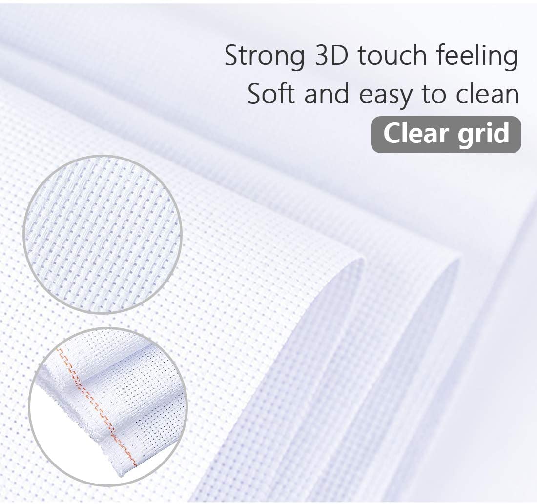 Cross Stitch Aida Fabric 14 Count, 59 by 39 Inch Large Size, Classic Reserve Cross Stitch Aida Cloth for Home DIY Embroidery Decoration MYFAMIREA