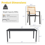 Kingdura 7 Piece Patio Dining Sets, Outdoor Furniture Set of 6 Ratten Wicker Chairs with Cushions and Dining Table with Umbrella Hole, All-Weather Outdoor Furniture Conversation Set for Backyard Kingdura