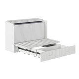 AFI, Southampton Murphy Bed Chest Queen with 6" Mattress, Storage Drawer & Built-in USB Charger, White AFI