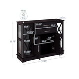 BELLEZE 017-HG-40007-ESP Sideboard Buffet, 47 Inch Storage Console Table Coffee Bar Kitchen Cupboard Pantry Glass Display Cabinet for Lving Entryway Dining Room,Espresso BELLEZE