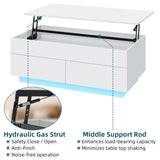 LED Coffee Table for Living Room Lift Top Coffee Tables with Storage Morden High Gloss 4 Tiers Black Tea White Center Tables Sofa Hidden Compartment & 2 Drawers HOMMPA