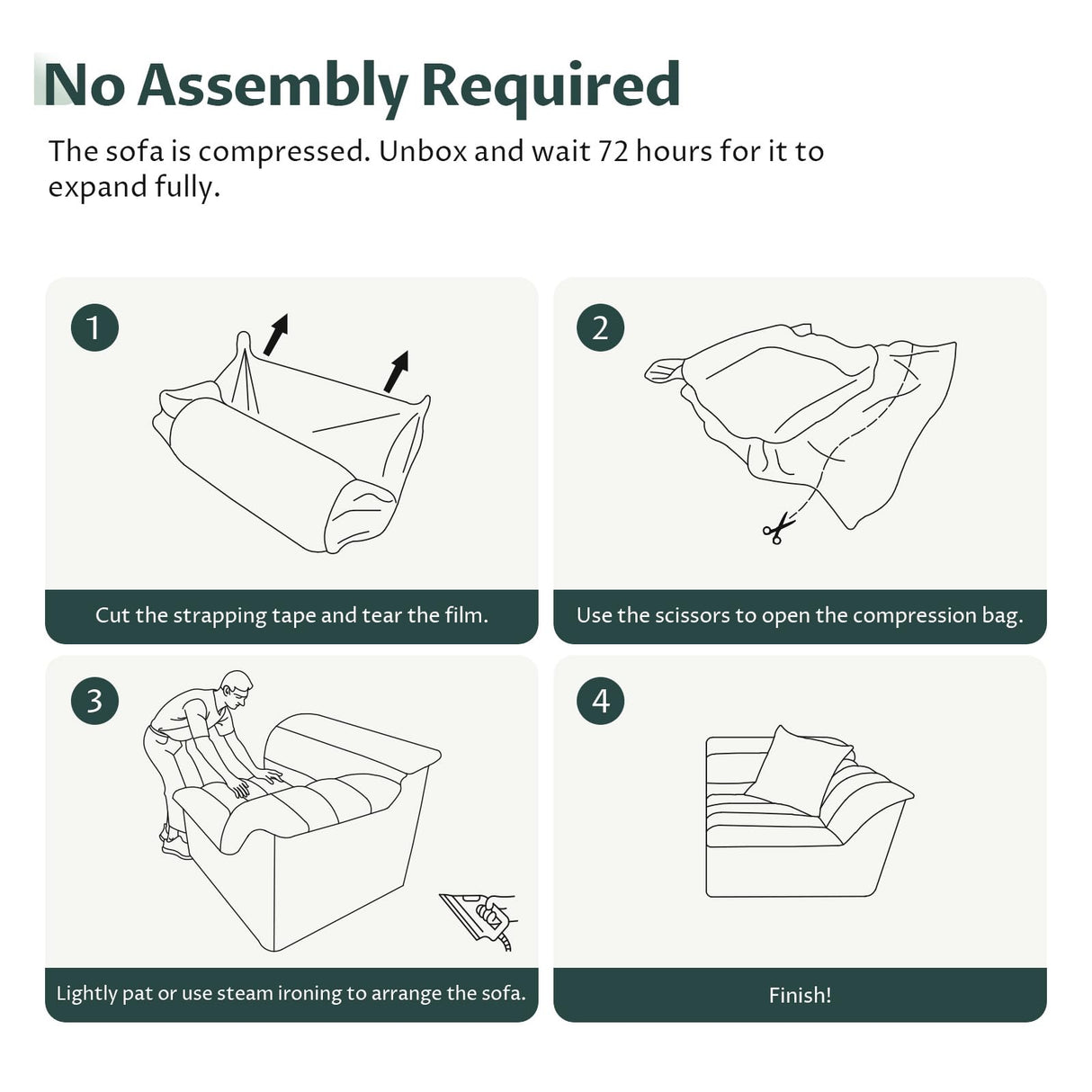 44" Modern Sectional Sofa, Upholstered Corduroy Cloud Couch with Deep Seat, Comfy Boneless Loveseat for Living Room, No Assembly Required, Dark Gray, Right Side SUNG7