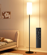luckystyle LED Floor Lamp for Living Room, Dimmable Standing Lamps with Foot Switch,Remote Custom Color Temperature Black Pole Lamp with Lampshade,12W Led Bulb Tall Lamps for Bedroom Office Kid Room luckystyle
