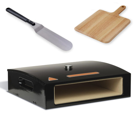 BakerStone Outdoor Pizza Oven, 12" Pizza Oven for Grill Top 5-sided Stone Baking Chamber with Wood Pizza Peel, Turning Peel For Backyard Patio Camping Barbecues, Basic Series BakerStone
