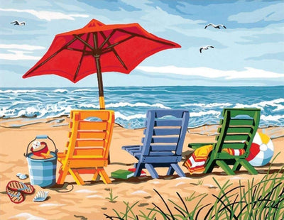 Apomelo 12x16 inches Diamond Art Beach DIY Diamond Painting Kit for Adults,Sunshine Beach Chair