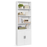 VASAGLE Custos Collection - Bookshelf, 6-Tier Tall Bookcase, Book Shelf with Doors, Open Storage Shelf, 9.4 x 23.6 x 68.9 Inches, for Living Room, Home Office, Dining Room, Cloud White ULBC402W01 VASAGLE