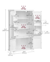 VASAGLE 53.5" Pantry Cabinet, Freestanding Kitchen Pantry Cabinet, Storage Cabinet with Doors, 6 Door Shelves, 2 Adjustable Shelves, for Living Room, VASAGLE
