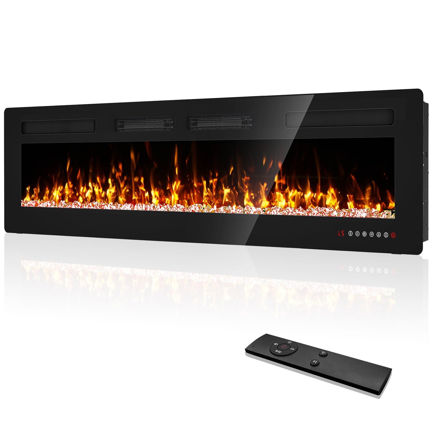 72 inch Electric Fireplace Inserts and Wall Mounted with Remote Control & Touch Screen 1500W Fireplace Heater with Timer