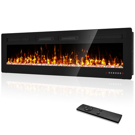 72 inch Electric Fireplace Inserts and Wall Mounted with Remote Control & Touch Screen 1500W Fireplace Heater with Timer Eueiriup