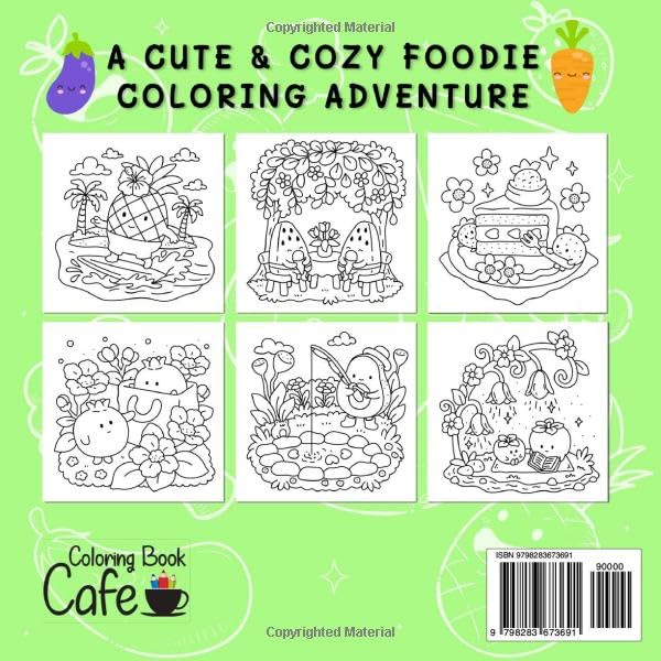 Cozy Foodie: Coloring Book for Adults and Teens Featuring Adorable Fruit and Veggie Characters in Whimsical Cozy Scenes WoodArtSupply