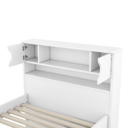 Modern Twin Size Captain Bed with Storage Headboard and 4 Drawers in White by XD Designs - WoodArtSupply