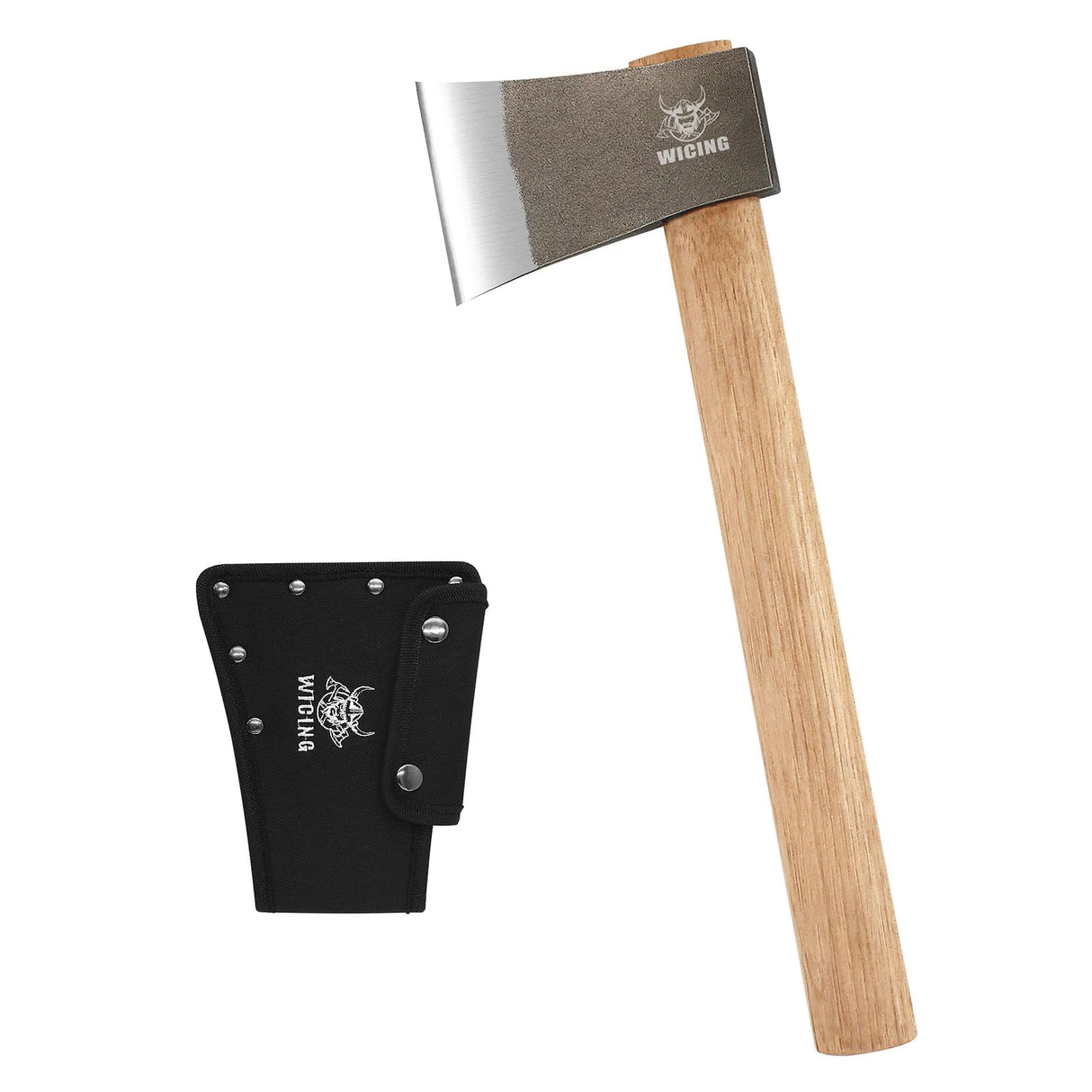 WICING 16" Throwing Axes for Axe Throwing Competitions, 1065 High Manganese Steel and Hickory Wood Handle Throwing Hatchet with Nylon Sheath - 1 Pack WICING