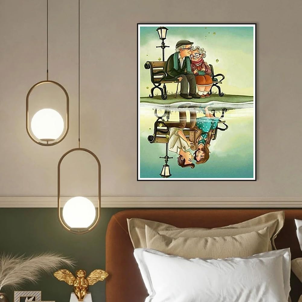 Acudotr Diamond Painting Kits for Adults, 5D DIY Diamond Art Kits for Beginners, Full Drill Diamond Painting Kits for Home Wall Decor, Old Couple, 12x16 Inch Acudotr