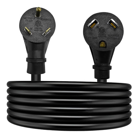 Ohleats RV Extension Cord, UV Resistant Waterproof 10 FT Flexible Outdoor Extension Cord with LED Indicator, 30 Amp NEMA 5-15P to TT-30R Heavy Duty Extension Cord, Car Accessories (Black) Ohleats