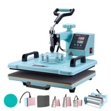 VEVOR 8 in 1 Heat Press with 30 OZ Tumbler Press, Hat Press, 360° Swing Away 12 x 15 inch Heat Press Machine for T-Shirts/Mugs/Hats/Plates, Light Green VEVOR