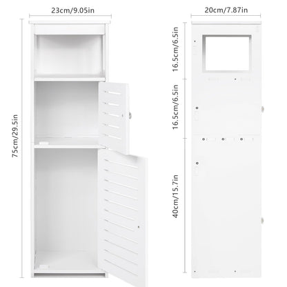 VOGGV Bathroom Storage Cabinet, Bathroom Floor Cabinet Freestanding 1 Doors and Shelves for Home Kitchen, Living Room and Hallway, 29.5 * 8.66 * 7.87in, White - WoodArtSupply