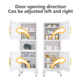 RISTERN 48" Metal Bathroom Storage Cabinet, Kitchen Pantry Storage Cabinet with 2 Doors and Adjustable Shelves, Steel Corner Floor File for Bathroom, Living Room, White, 11.81"D x 15.75"W x 47.64"H RISTERN