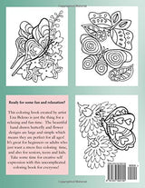 Simple Flowers and Butterflies in Large Print: Hand drawn easy designs and large pictures of butterflies and flowers coloring book for adults (Beautiful and Simple Adult Coloring Books) WoodArtSupply