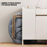 MoNiBloom Round Folding Faux Fur Saucer Chair for Bedroom Living Room Dorm Foldable Metal Frame Oversized Large Comfy Furry Padded Soft Cozy Moon Chair with Footrest Ottoman for Adults (Gray) MoNiBloom